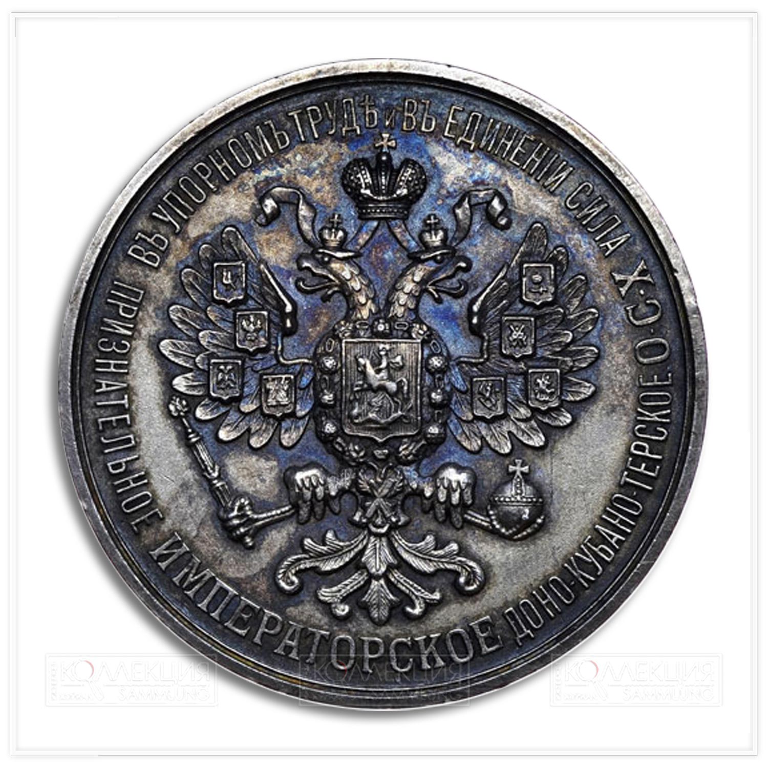Серебряная медаль Императорского Доно-Кубано-Терского общества сельского хозяйства. Николай II